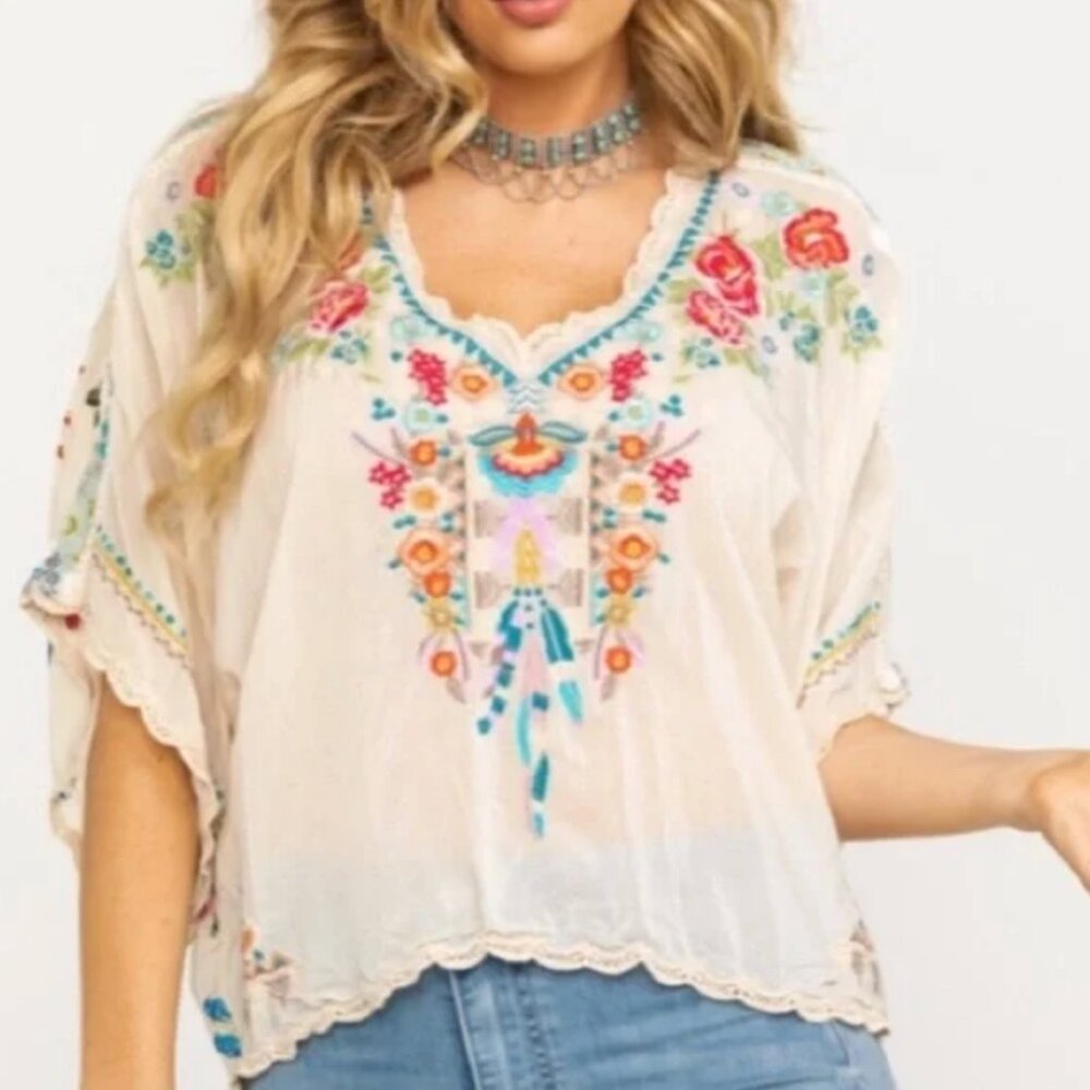 Johnny Was Klarah Embroidered blouse